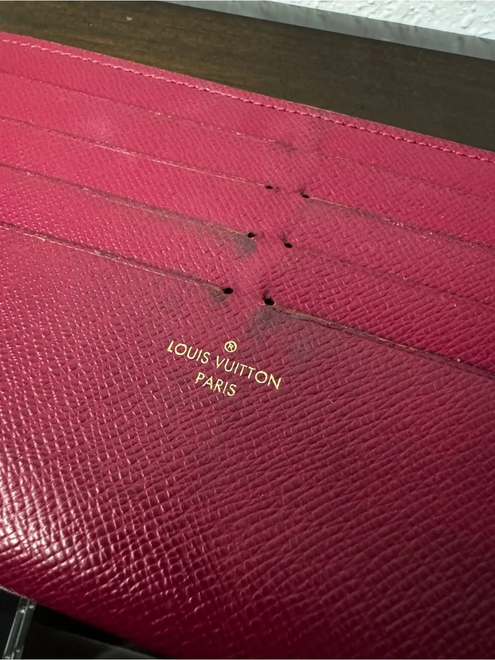 Louis Vuitton Fuchsia Leather Card Holder Wallet